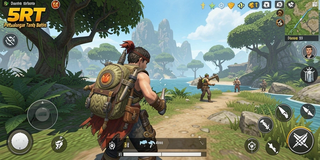 Screenshot gameplay 5RT menampilkan eksplorasi dunia terbuka yang menakjubkan.