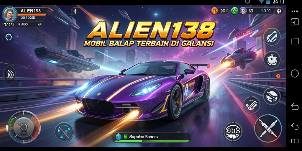 Tampilan gameplay balapan luar angkasa di ALIEN138.