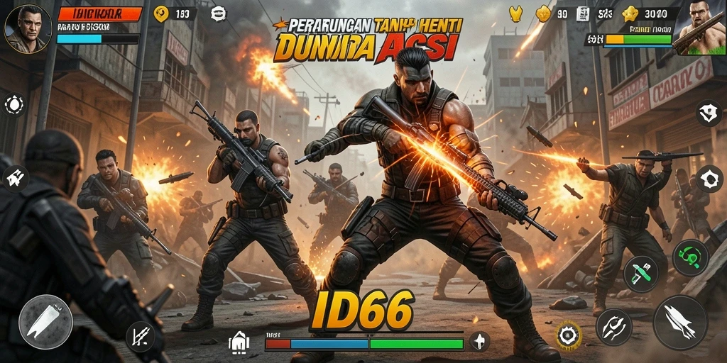 Tampilan gameplay aksi menegangkan di ID66.