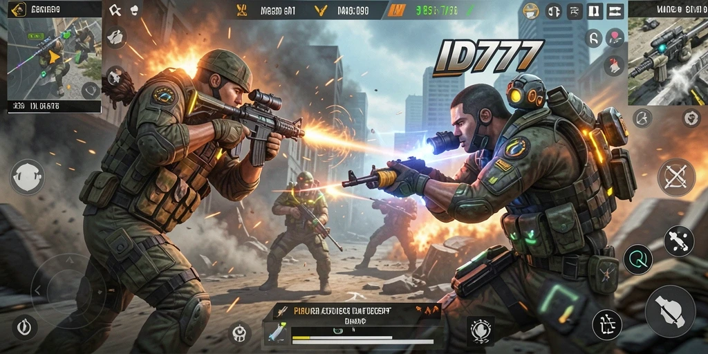 Tangkapan layar menampilkan aksi intens dari gameplay ID777 yang mengesankan.