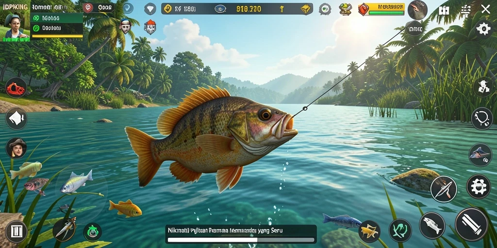 Tampilkan gameplay seru dalam menangkap ikan di IDPKING.