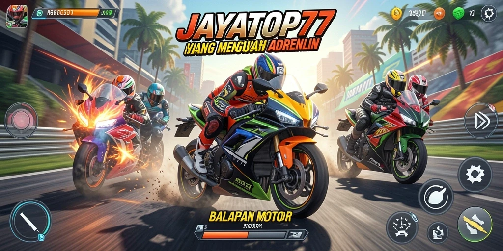 Tampilan menarik gameplay balapan motor di JAYATOP77.