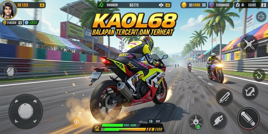 Gambaran gameplay seru di KAOL68 dengan balapan motor cepat.