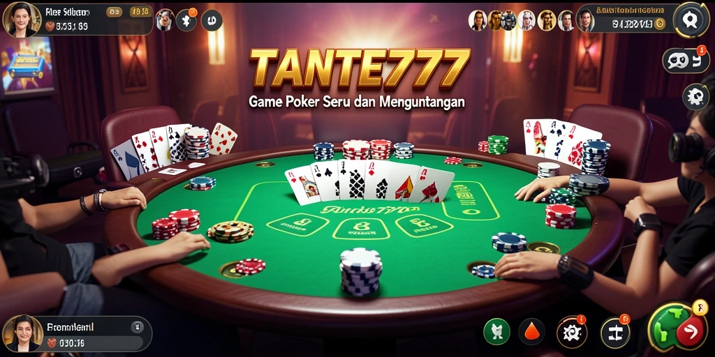Screenshot gameplay TANTE777 menampilkan suasana poker yang menegangkan.
