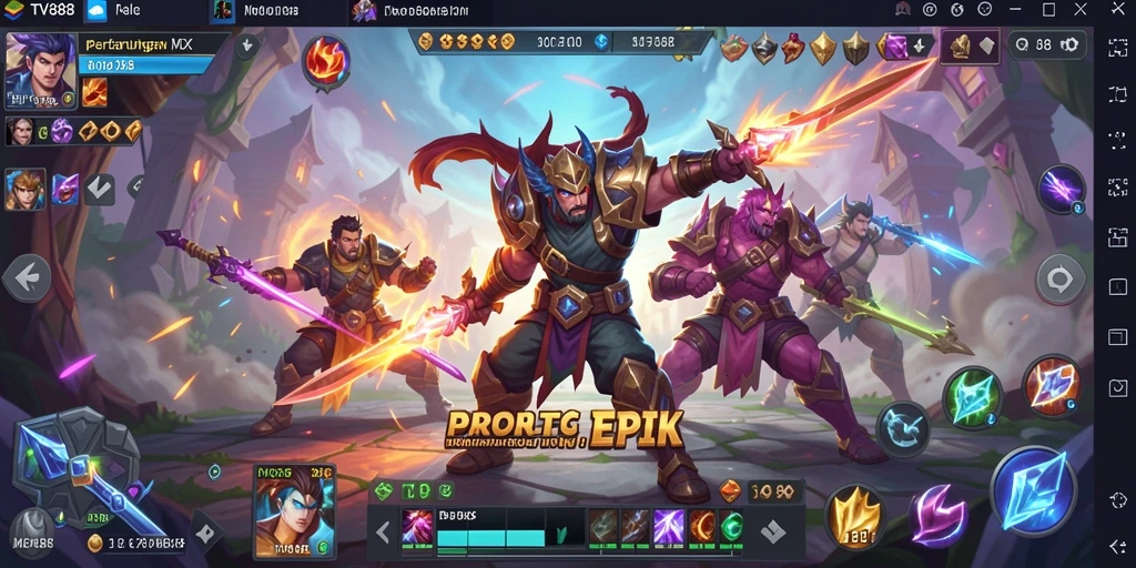 Tampilan gameplay seru dalam pertarungan MOBA yang mendebarkan.
