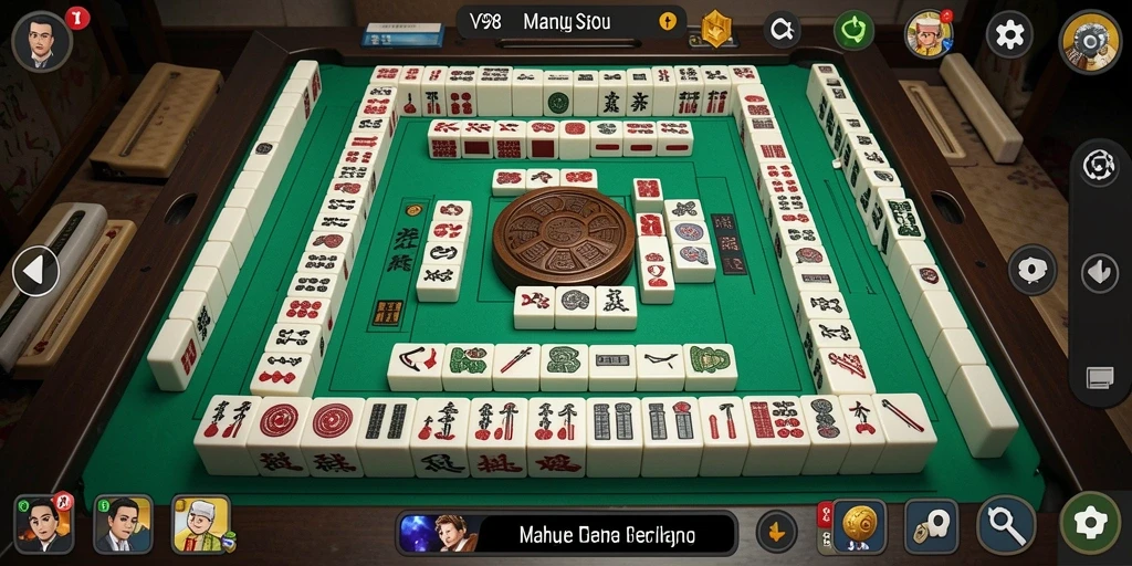 Screenshot gameplay V98 menampilkan aksi seru permainan Mahjong.