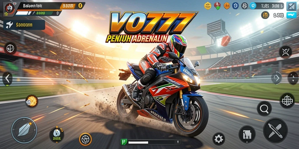 Menampilkan gameplay seru di balapan motor VO777.